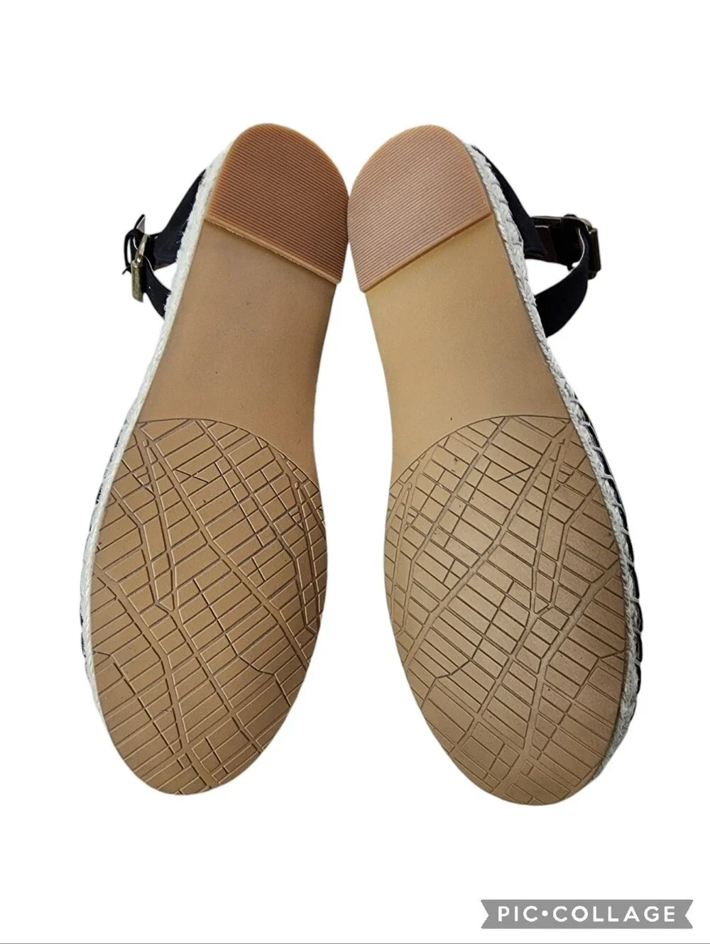14TH & UNION Denni-Lea espadrille black leather flats buckle ankle straps